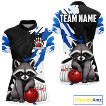 Load image into Gallery viewer, Custom Women's Bowling Shirts Funny Raccoon Bowling Jersey, Bowling Polo &amp; Quarter Zip Team Shirts TDM6597