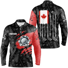 Load image into Gallery viewer, Retro Canada Flag Crack Golf Balls Custom Men Golf Polo Shirts, Patriotic Golf Shirts For Men TDM1890