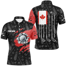 Load image into Gallery viewer, Retro Canada Flag Crack Golf Balls Custom Men Golf Polo Shirts, Patriotic Golf Shirts For Men TDM1890