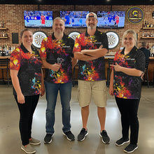 Load image into Gallery viewer, Colorful Paint Men Quarter Zip Dart Shirts With Pocket Custom Darts Jersey TDM1894