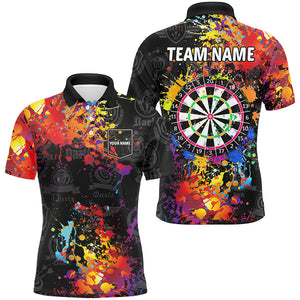 Personalized Dartboard Colorful Paint Men Dart Polo Shirts With Pocket Custom Grunge Darts Jersey TDM1894