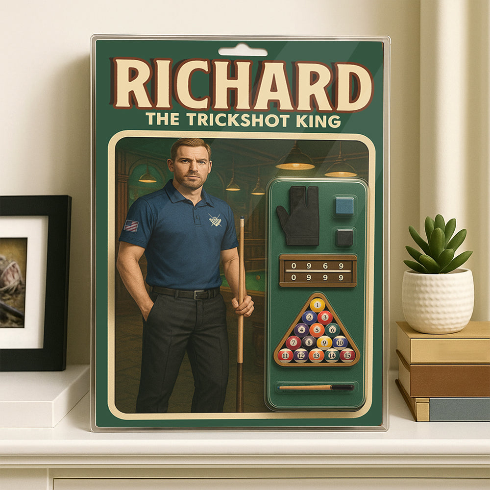 The Trickshot King Toy Box Acrylic Plate Custom Name And Face For Billiard Player TDM4251