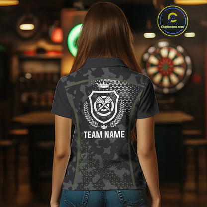 Black & Military Camo Darts Shirt For Women Custom Dart Jersey Pocket Option TDM4652