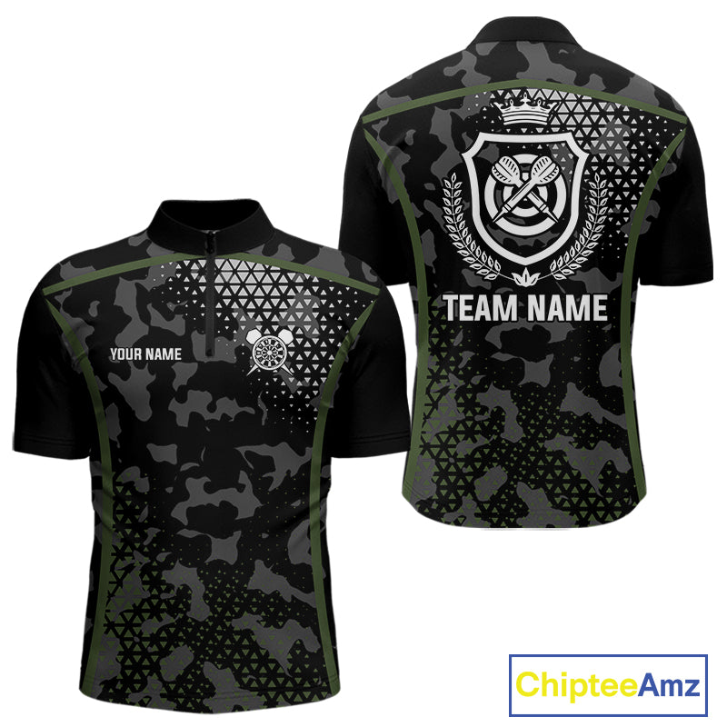 Black & Military Camo Darts Shirt For Men Custom Dart Jersey Pocket Option TDM4652
