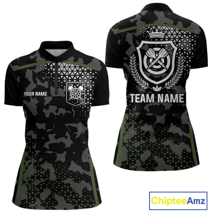 Black & Military Camo Darts Shirt For Women Custom Dart Jersey Pocket Option TDM4652