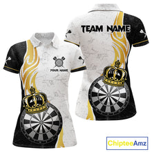 Load image into Gallery viewer, Personalized Dartboard Crown Gold Darts Shirt For Women Custom Darts Team Jersey Polo &amp; 1/4 Zip TDM4653