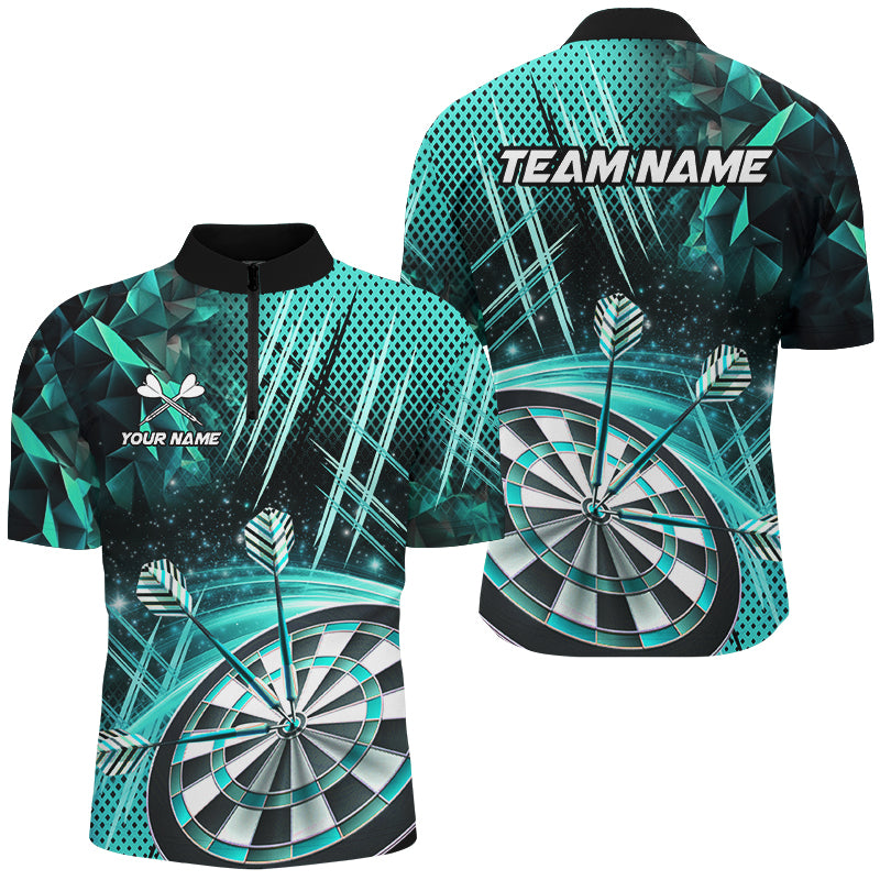 Personalized 3D Glitter Men Darts Shirts Custom Team Dart League Shirts Dart Jerseys |Turquoise TDM2581