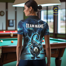 Load image into Gallery viewer, Blue Lightning Thunder Scorpion 8 Ball Pool Polo &amp; 1/4 Zip For Women Custom Billiard Team Jersey TDM4861