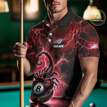 Load image into Gallery viewer, Red Lightning Thunder Scorpion 8 Ball Pool Polo &amp; Quarter Zip For Men Custom Billiard Team Jersey TDM4863
