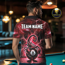 Load image into Gallery viewer, Red Lightning Thunder Scorpion 8 Ball Pool Polo &amp; Quarter Zip For Men Custom Billiard Team Jersey TDM4863