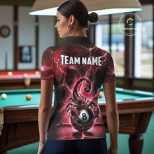 Load image into Gallery viewer, Red Lightning Thunder Scorpion 8 Ball Pool Polo &amp; Quarter Zip For Women Custom Billiard Team Jersey TDM4863