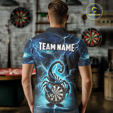 Load image into Gallery viewer, Blue Lightning Thunder Scorpion Darts Shirt Polo &amp; 1/4 Zip For Men Custom Darts League Team Jersey TDM4864