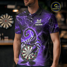 Load image into Gallery viewer, Purple Thunder Lightning Scorpion Darts Polo &amp; 1/4 Zip For Men Custom Darts League Team Jersey TDM4865