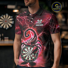 Load image into Gallery viewer, Red Lightning Thunder Scorpion Darts Shirt Polo &amp; 1/4 Zip For Men Custom Darts League Team Jersey TDM4866
