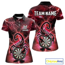 Load image into Gallery viewer, Red Lightning Thunder Scorpion Darts Shirt Polo &amp; 1/4 Zip For Women Custom Darts League Team Jersey TDM4866