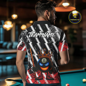 Funny 8 Ball Pool Crown Billiard Shirt For Men Custom Billiard Jersey Team Polo & 1/4 Zip |Red TDM5081