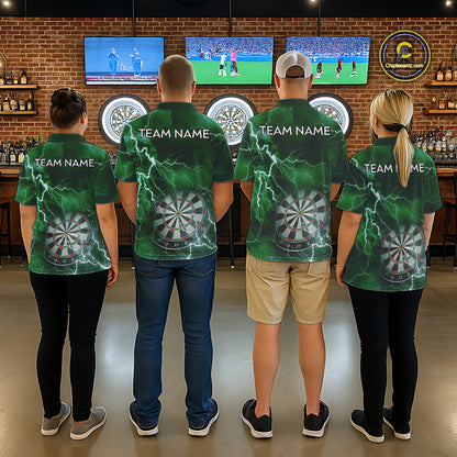 Custom Lightning Green Darts Shirt With Pocket Option For Women, Darts Jersey TDM5553