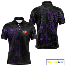 Load image into Gallery viewer, Black And Purple Funny Skeleton Billiard Polo &amp; 1/4 Zip For Men Custom Billiard Pool Team Jersey TDM5798