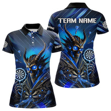 Load image into Gallery viewer, Personalized Blue Glowing Grim Reaper Dart Shirt Polo, Quarter Zip For Women Custom Skull Dart Jersey TDM3640