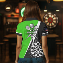 Load image into Gallery viewer, Black And Green Grunge Dartboard Women Darts Polo &amp; Quarter Zip For Women Custom Dart Jersey Uniform TDM3644