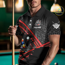 Load image into Gallery viewer, Personalized Billiard Shirts For Men Custom 8 Ball Pool Team Jersey Polo &amp; 1/4 Zip | Red TDM6172