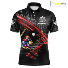 Load image into Gallery viewer, Personalized Billiard Shirts For Men Custom 8 Ball Pool Team Jersey Polo &amp; 1/4 Zip | Red TDM6172