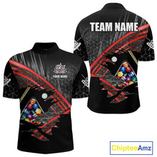 Load image into Gallery viewer, Personalized Billiard Shirts For Men Custom 8 Ball Pool Team Jersey Polo &amp; 1/4 Zip | Red TDM6172