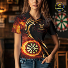 Load image into Gallery viewer, Personalized Fire Flame Darts Shirt For Women Custom Golden Darts Team Jersey Polo &amp; 1/4 Zip TDM6174