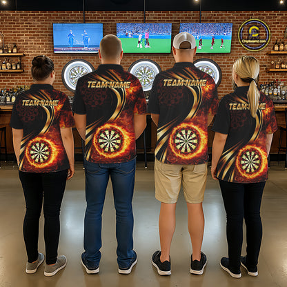 Personalized Fire Flame Darts Shirt For Women Custom Golden Darts Team Jersey Polo & 1/4 Zip TDM6174