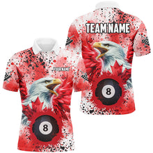 Load image into Gallery viewer, Red Grunge Billiard Ball 8 Eagle Custom Canadian Flag Men Billiard Shirts, Patriotic Pool Jerseys TDM1895