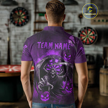 Load image into Gallery viewer, Funny Purple Grim Reaper Halloween Darts Shirt For Men Custom Darts Jersey Team Polo &amp; Quarter Zip TDM4667