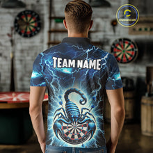 Load image into Gallery viewer, Blue Lightning Thunder Scorpion Darts Shirt For Men Custom Darts Jersey Team Polo &amp; 1/4 Zip TDM4870