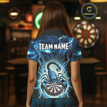 Load image into Gallery viewer, Blue Lightning Thunder Scorpion Darts Shirt For Women Custom Darts Jersey Team Polo &amp; 1/4 Zip TDM4870
