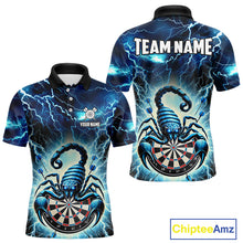 Load image into Gallery viewer, Blue Lightning Thunder Scorpion Darts Shirt For Men Custom Darts Jersey Team Polo &amp; 1/4 Zip TDM4870