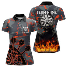 Load image into Gallery viewer, Personalized Grim Reaper Fire Camo Dart Shirts For Women Custom Camouflage Darts League Jerseys TDM3072