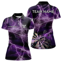 Load image into Gallery viewer, Thunder Lightning Purple Darts Shirt With Pocket For Women Custom Dart Jersey TDM3315