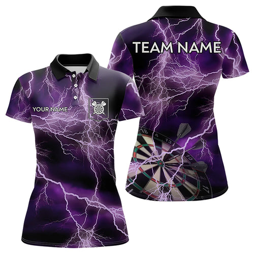 Thunder Lightning Purple Darts Shirt With Pocket For Women Custom Dart Jersey TDM3315