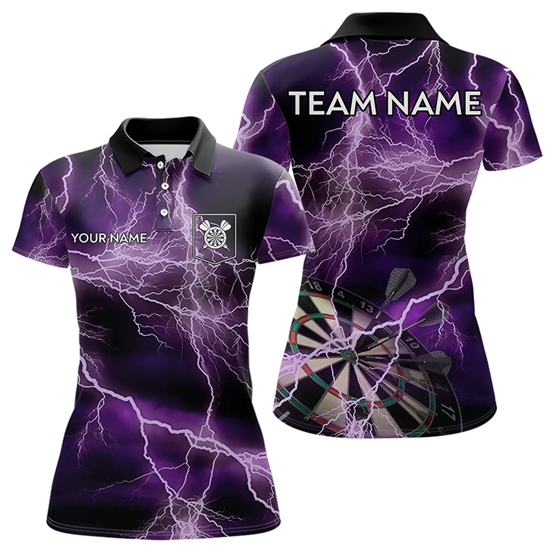 Thunder Lightning Purple Darts Shirt With Pocket For Women Custom Dart Jersey TDM3315