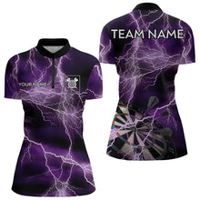Load image into Gallery viewer, Thunder Lightning Purple Darts Shirt With Pocket For Women Custom Dart Jersey TDM3315