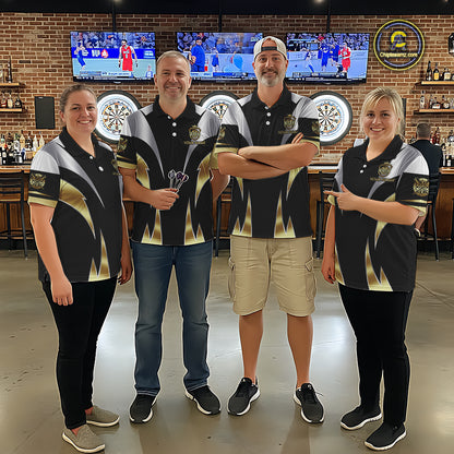 Personalized Crown Darts Shirt For Men Custom Darts Tournament Jersey Team Polo & 1/4 Zip |Gold TDM5573
