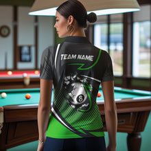 Load image into Gallery viewer, Funny 8 Ball Pool Green Billiard Jersey For Women Custom Polo &amp; Quarter Zip Billiard Team Shirts TDM3487