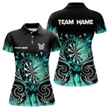 Load image into Gallery viewer, Custom Turquoise Tribal Flame Dart Shirt For Women, Dart Jersey Pocket Option TDM3795
