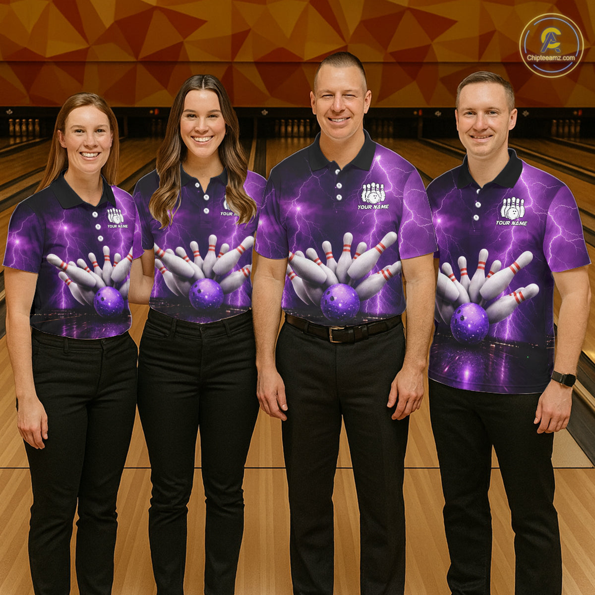 Custom Eagle Thunder Lightning Purple Bowling Shirt For Women, Bowling Team Jersey Polo & 1/4 Zip TDM6188