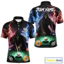 Load image into Gallery viewer, Funny Grim Reaper Lightning Billiard Shirt For Men Custom Pool Balls Team Jersey Polo &amp; 1/4 Zip TDM6410