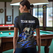 Load image into Gallery viewer, Funny Skull 8 Ball Pool Custom Billiard Polo &amp; Quarter-Zip Shirts For Women, Billiard 8 Ball Jerseys TDM1695