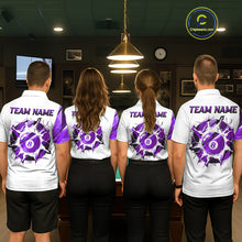 Load image into Gallery viewer, Custom Purple And White 8 Ball Pool Billiard Jersey For Women, Billiard Team Shirts Polo &amp; 1/4 Zip TDM6610
