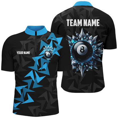 Personalized Funny Blue 8 Ball Pool Ice Custom Men Billiard Shirts, Unique Billiard Jerseys Attire TDM1904