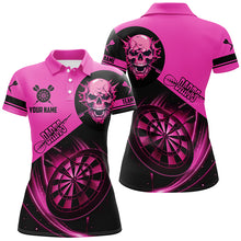 Load image into Gallery viewer, Custom Darts Shirts For Women, Personalized Skull Darts Team Jerseys Dartboard Shirts | Pink TDM2109