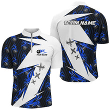Load image into Gallery viewer, Blue Billiard 8 Ball Flame Pattern Custom Pool Shirts For Men, Billiard Tournament Jerseys For Team TDM2351