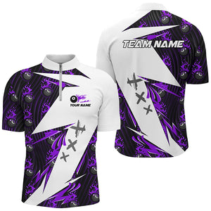 Purple Billiard 8 Ball Flame Pattern Custom Pool Shirts For Men, Billiard Tournament Team Jerseys TDM2352